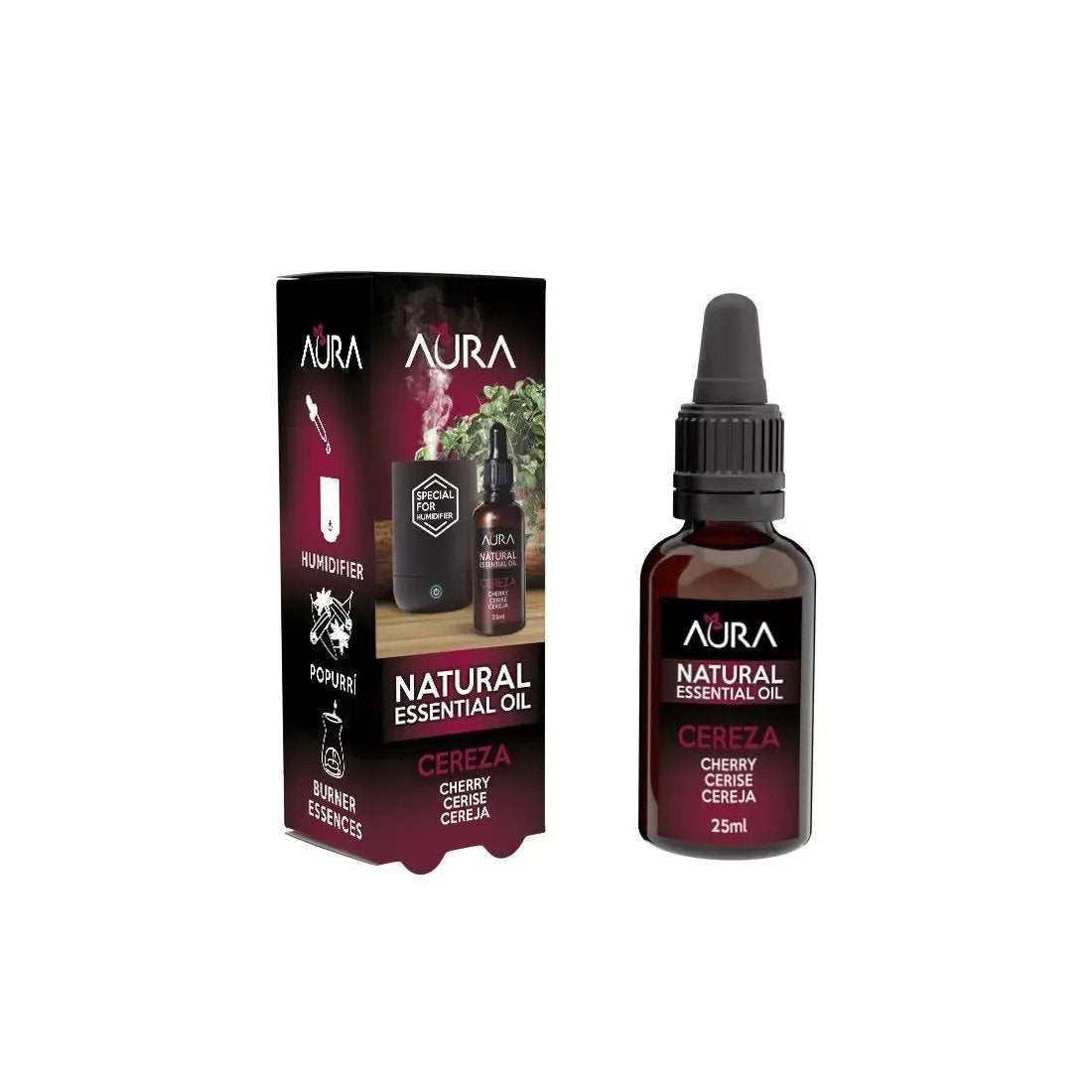 Aura Cherry Water-soluble Essential Oils 水溶性櫻桃精油 25ml (For diffuser or humidifier 霧化機或香薰機專用) 西班牙直送 AURA